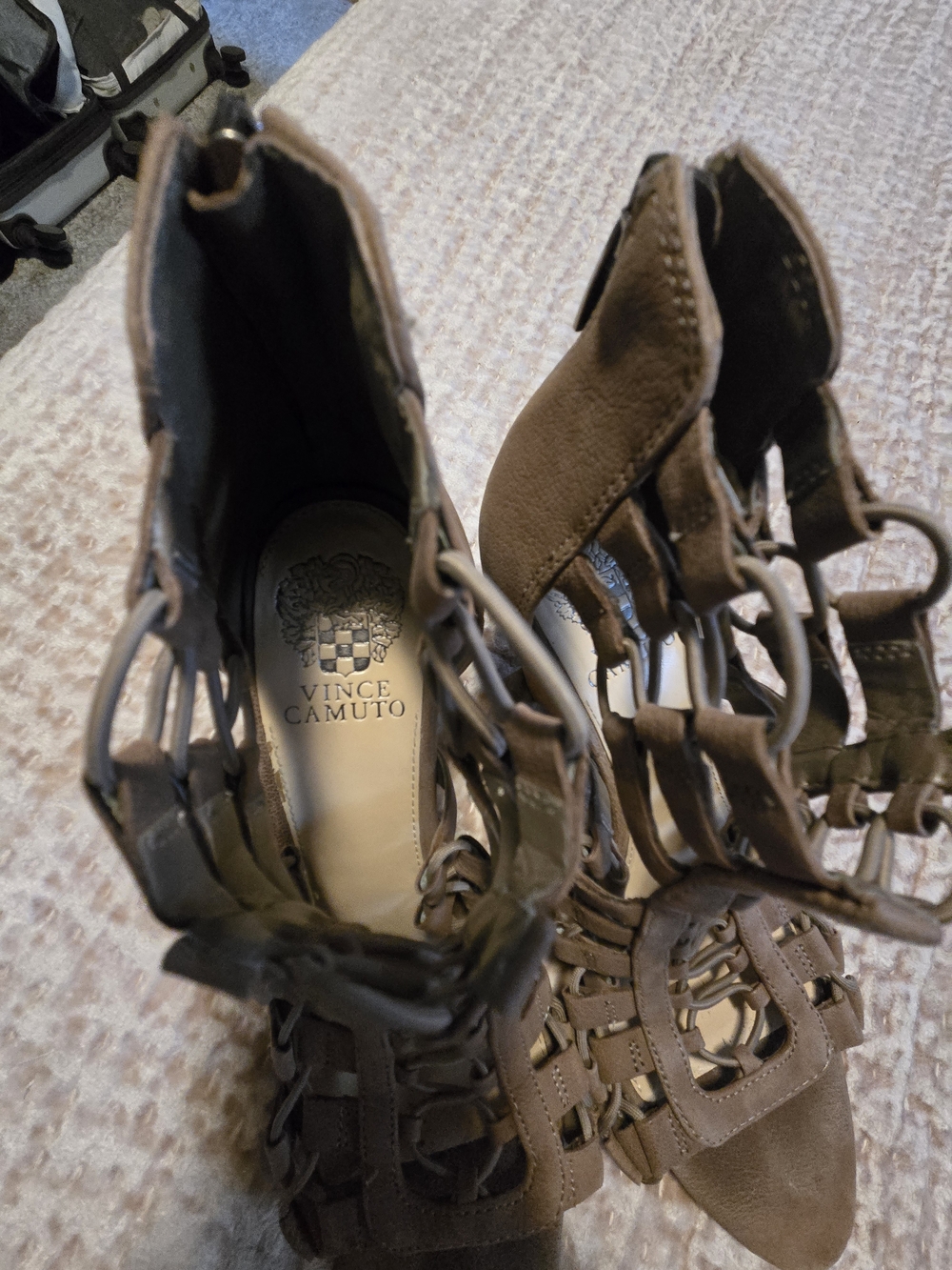 Vince Camuto Taupe Suede Lace-Up Gladiator Heels - Picture 4 of 5